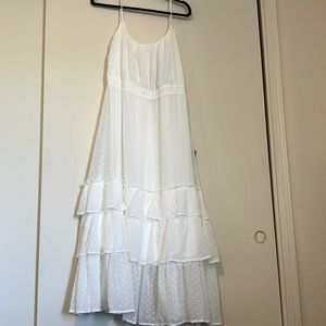 White Swiss dot midi dress